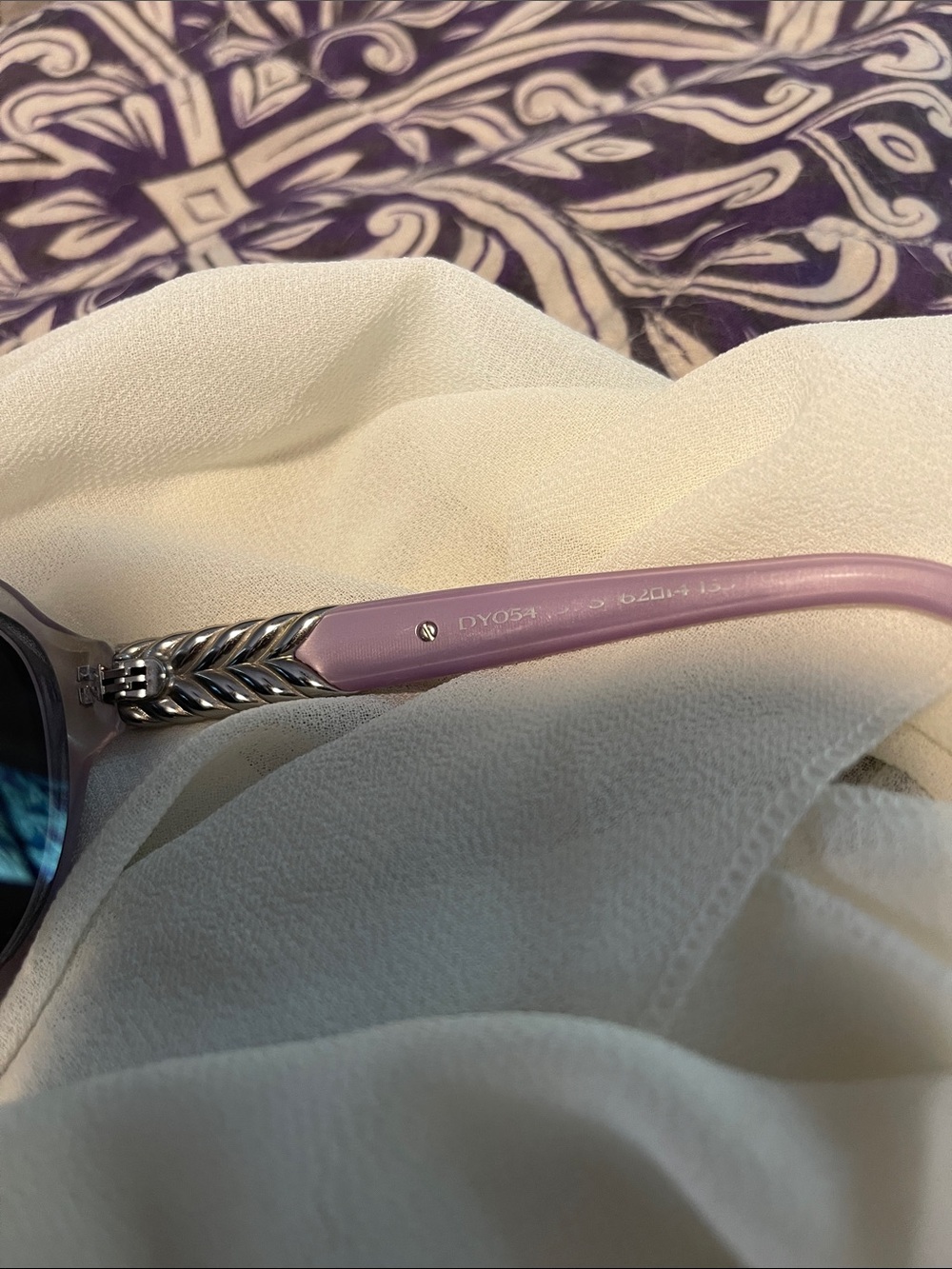 David Yurman Lavender Rim Oval Sunglasses with Dark Lenses - Picture 2 of 4